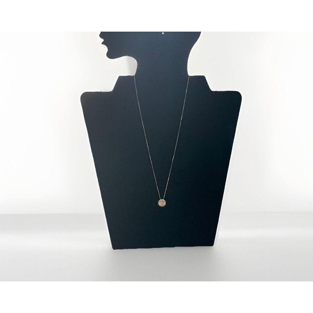 Macy's Sterling Silver Cubic‎ Zirconia Round Pave Pendant Necklace 4mm NWOT